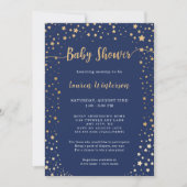 Invitation Baby shower Gold Star de Twinkle Navy (Devant)