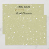 Invitation Baby shower Gold Stars (Devant / Derrière)