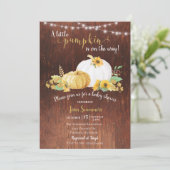 Invitation Baby shower Gold Sunflower Citrouille Rustique Aut (Debout devant)