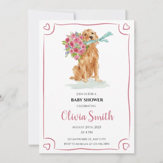 Invitation Baby shower Golden Retriever (Devant)