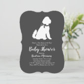 Invitation Baby shower Goldendoodle Neutral Genre (Debout devant)
