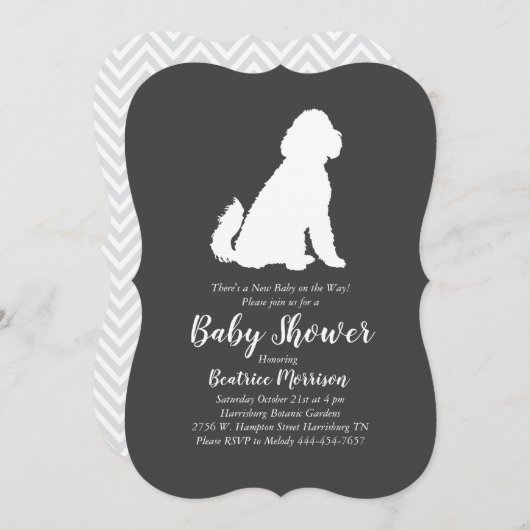 Invitation Baby shower Goldendoodle Neutral Genre (Devant / Derrière)