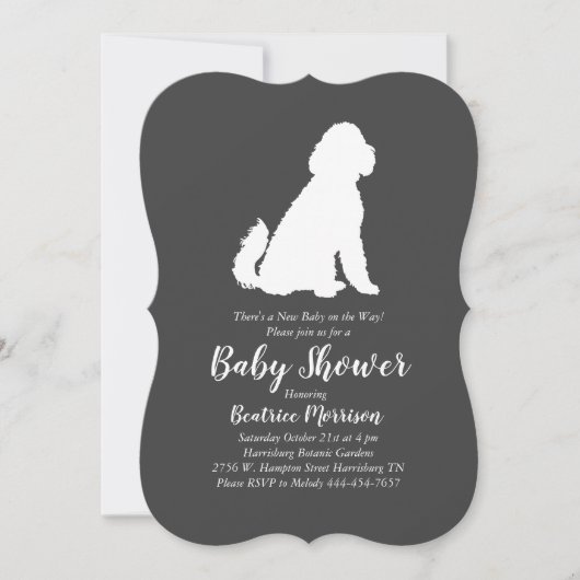 Invitation Baby shower Goldendoodle Neutral Genre (Devant)