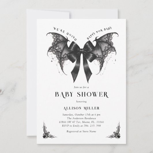 Invitation Baby shower gothique (Devant)