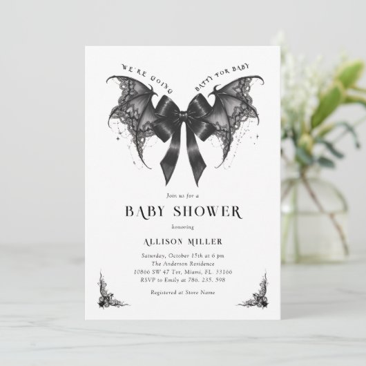Invitation Baby shower gothique (Debout devant)