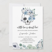 Invitation Baby shower gothique bleu floral (Devant)