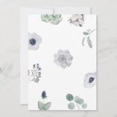 Invitation Baby shower gothique bleu floral (Dos)