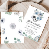 Invitation Baby shower gothique bleu floral