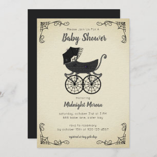 Invitation Baby shower gothique de poussette