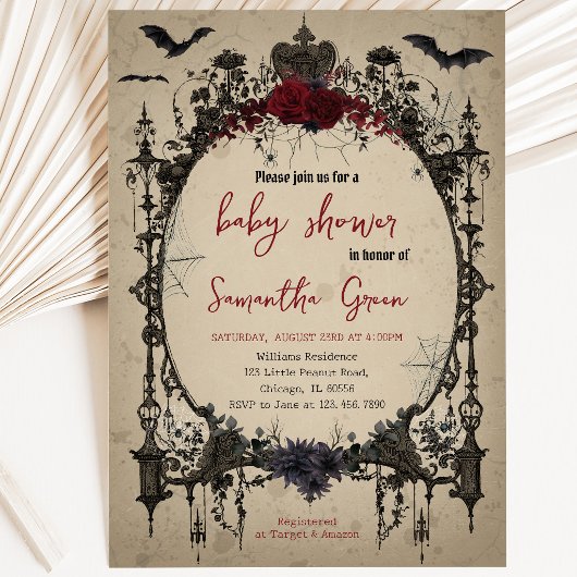 Invitation Baby-Shower gothique d'Halloween