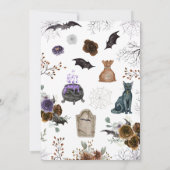 Invitation Baby shower gothique d'Halloween de fille violette (Dos)