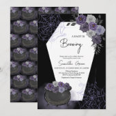 Invitation Baby shower gothique d'Halloween de fille violette (Devant / Derrière)