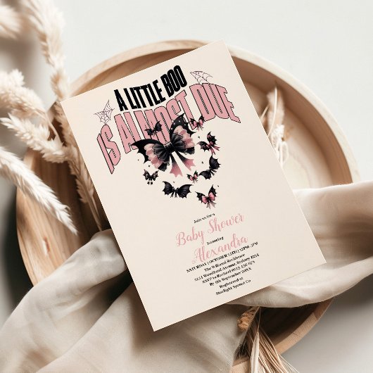 Invitation Baby shower gothique d'Halloween rose