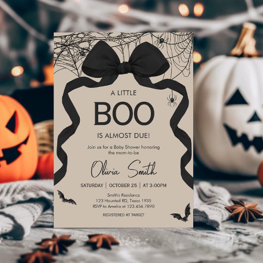 Invitation Baby shower gothique Éffrayant Little Boo