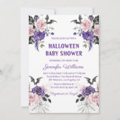 Invitation baby shower gothique fleuri d'halloween (Devant)