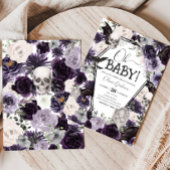Invitation Baby shower gothique floral pourpre