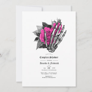 Invitation Baby Shower gothique floral rose et bleu marine po