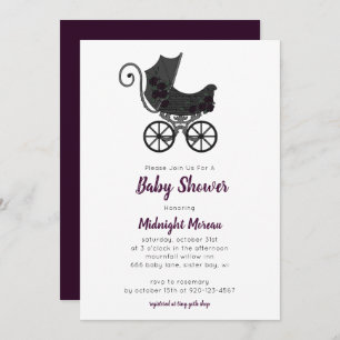 Invitation Baby shower gothique Floral Stroller