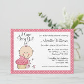 Invitation Baby shower gothique gothique à croûte rose (Debout devant)