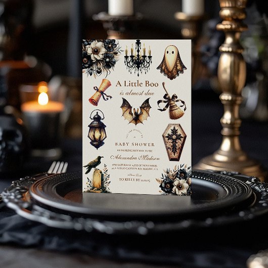 Invitation Baby shower gothique Halloween Little Boo