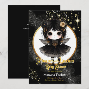 Invitation Baby Shower Gothique Mignon Fille Au Clair De Lune