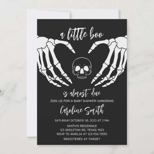 Invitation Baby shower gothique noir (Devant)