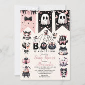 Invitation Baby shower gothique rose d'Halloween (Devant)