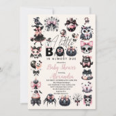 Invitation Baby shower gothique rose d'Halloween (Devant)