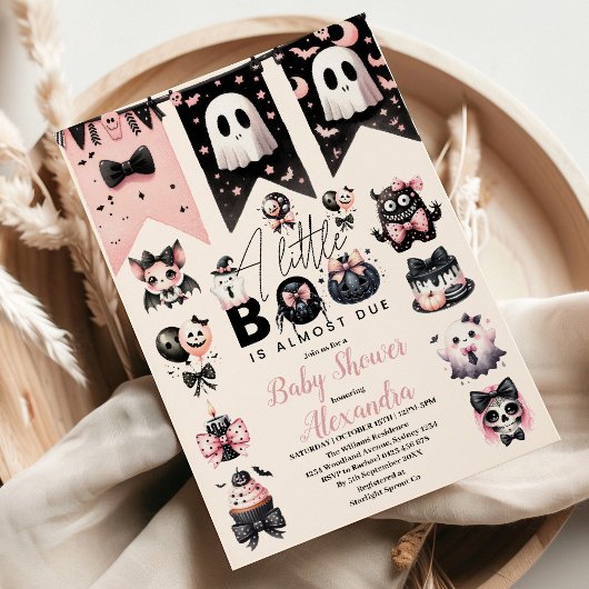 Invitation Baby shower gothique rose d'Halloween