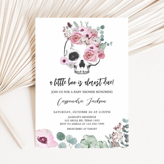 Invitation Baby shower gothique rose floral