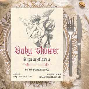 Invitation baby shower gothique vintage