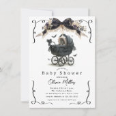 Invitation Baby shower gothique Vintage Pram (Devant)