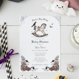 Invitation Baby shower gothique vintage Rocse Horse
