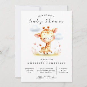 Invitation Baby shower gracieux en girafe à imprimer