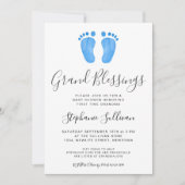 Invitation Baby shower grand-mère bleu pieds bébé (Devant)