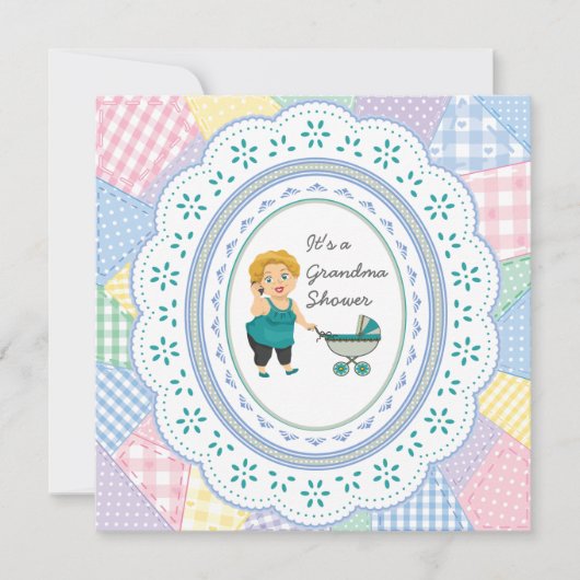 Invitation Baby shower grand-mère Pastel Quilt (Devant)