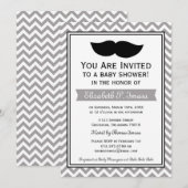 Invitation Baby shower Gray Boy Mustache Chevron (Devant / Derrière)