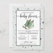 Invitation Baby shower Green Baby High Tops (Devant)