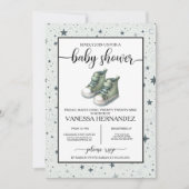 Invitation Baby shower Green Baby High Tops (Devant)