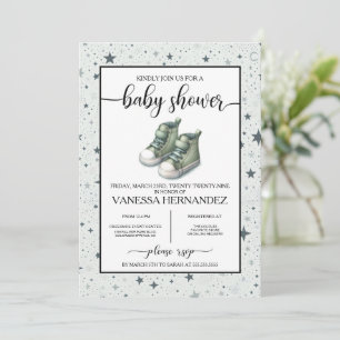 Invitation Baby shower Green Baby High Tops