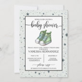 Invitation Baby shower Green Baby High Tops (Devant)