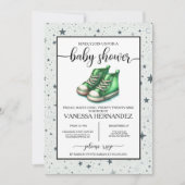 Invitation Baby shower Green Baby High Tops (Devant)