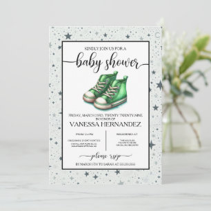 Invitation Baby shower Green Baby High Tops