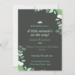 Invitation Baby shower Green & Black