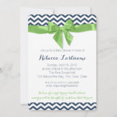 Invitation Baby shower Green Bow et Zigzag (Devant)