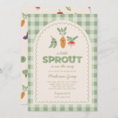 Invitation Baby shower Green En vichy Little Sprout sur le ch (Devant / Derrière)