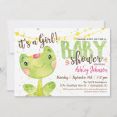 Invitation Baby shower grenouille, Fille (Devant)