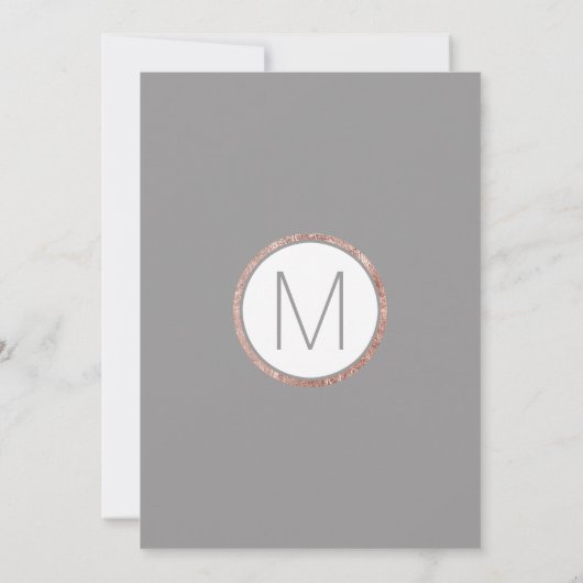 Invitation Baby shower gris ardoise simple Rose or (Dos)