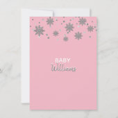 Invitation Baby shower gris argenté rose | Fille (Dos)