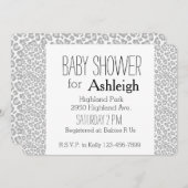 Invitation Baby shower gris d'empreinte de léopard (Devant / Derrière)